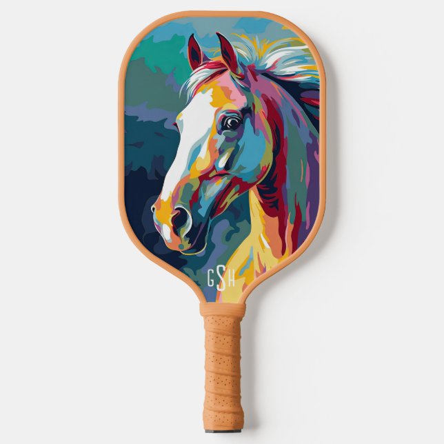 Watercolors Horse Head Illustration Pickleball Paddle (Front)