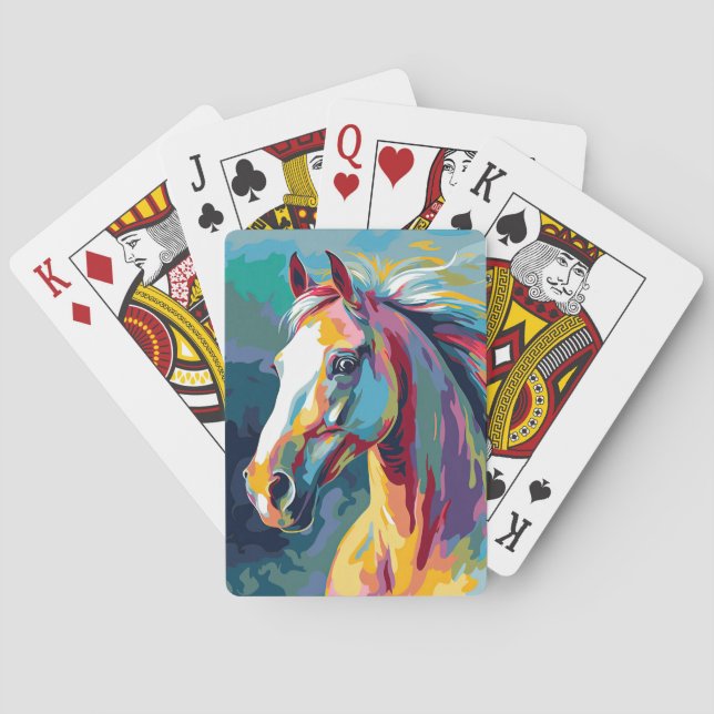 Watercolors Horse Head Illustration Playing Cards (Back)