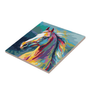 Watercolors Horse Head Illustration Tile