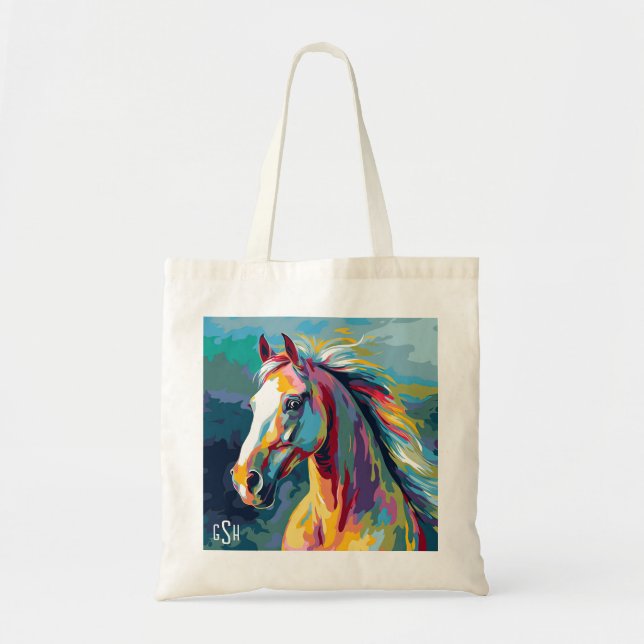 Watercolors Horse Head Illustration Tote Bag (Front)