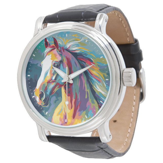 Watercolors Horse Head Illustration Watch (Angled)