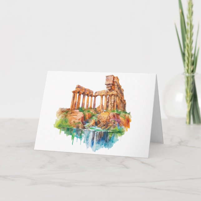 Watercolors of Sicily - Ancient Ruins Notecard (Front)