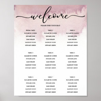 Watercolors ombre. Wedding Seating Chart. Poster