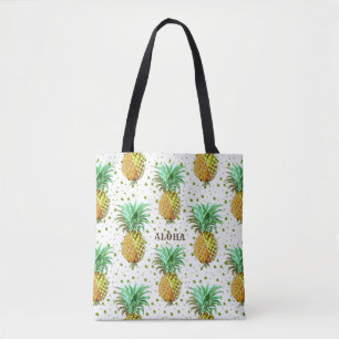 Watercolors Pineapple Pattern Tote Bag