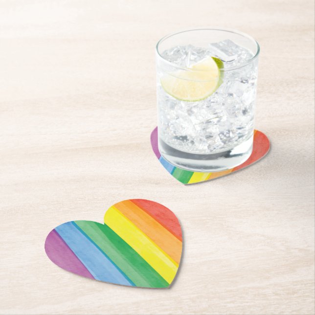 Watercolors Pride Rainbow Paper Coaster (Insitu)
