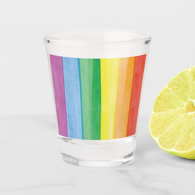Watercolors Pride Rainbow Shot Glass (Front)