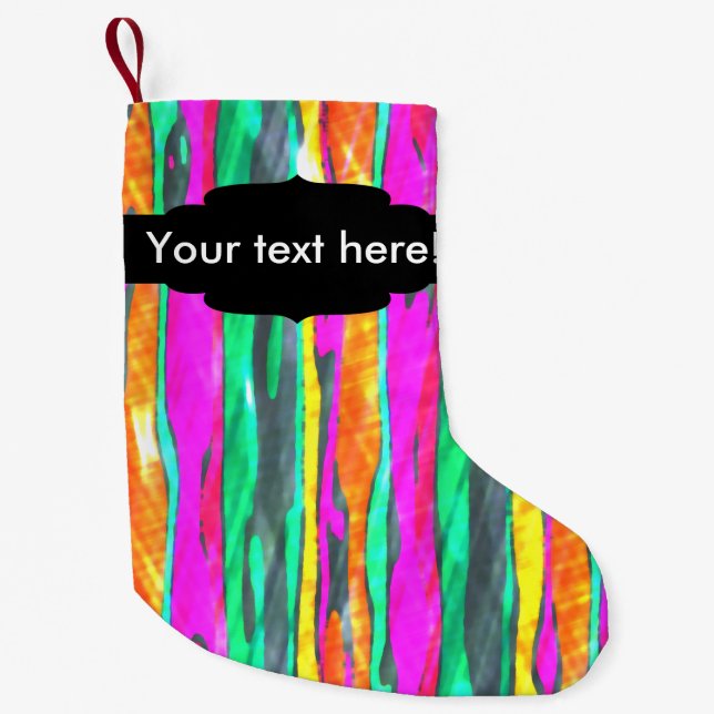 Watercolors stripes small christmas stocking (Front)