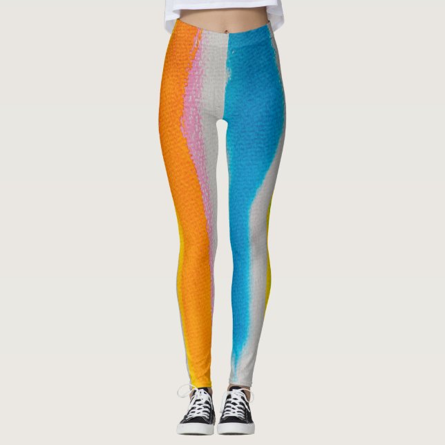Watercolors stripes texture leggings (Front)