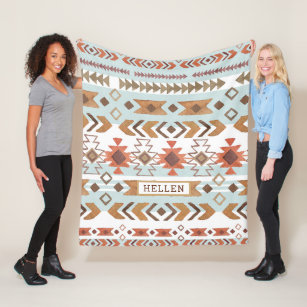 Watercolors tribal geometric pattern fleece blanket