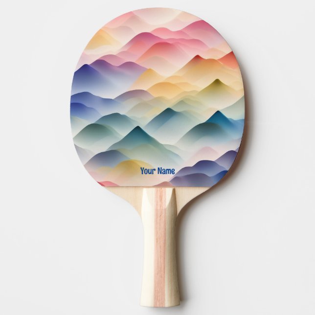 watercolors wave patterns ping pong paddle (Front)