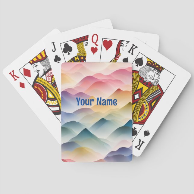 watercolors wave patterns playing cards (Back)