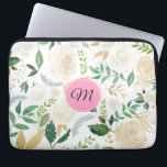 Watercolors White & Beige Roses Pattern Laptop Sleeve<br><div class="desc">Elegant modern watercolors white and beige roses seamless pattern.</div>