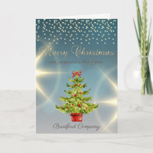 Watercolot Christmas Tree, Lights Company Holiday Card
