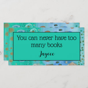 Watercolour abstract art, personalised book mark thank you card