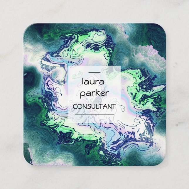 Watercolour abstract Splatter Brush Minimal Modern Square Business Card (Front)