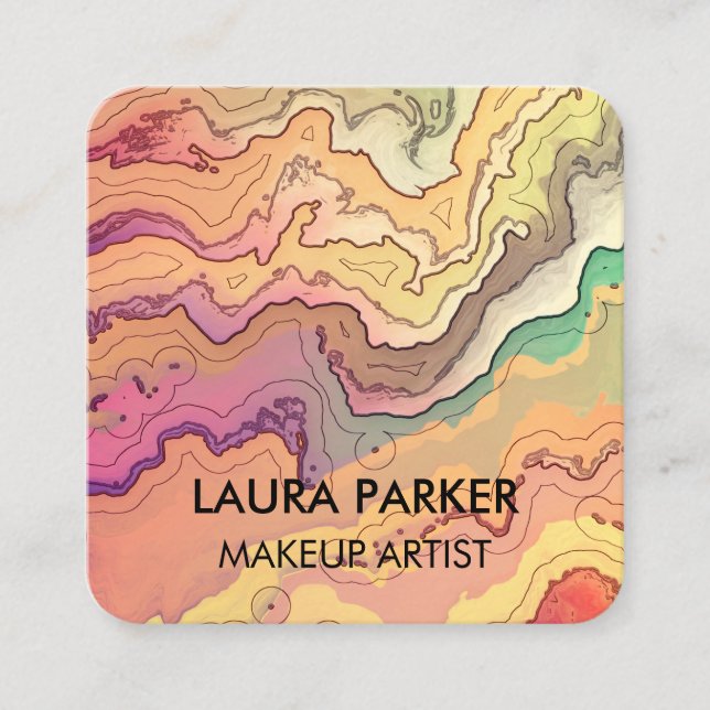 Watercolour abstract Vintage Art Minimal Square Business Card (Front)