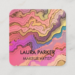 Watercolour abstract Vintage Gold Pink Art Square Business Card