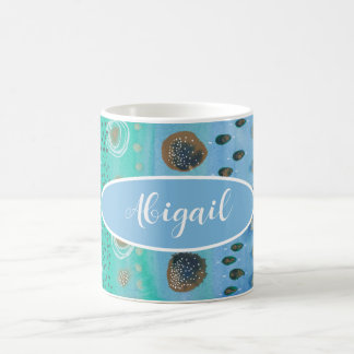 Watercolour abstract with circles, your name coffee mug