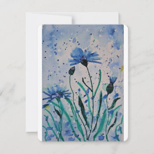 watercolour abstrtact flowers holiday card