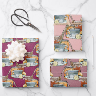 Watercolour Afternoon Tea & Honey Wrapping Paper Sheet