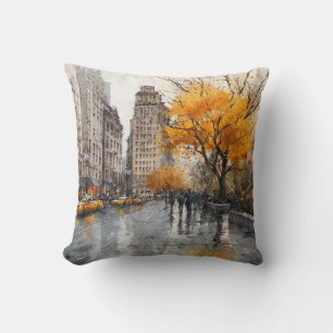 Watercolour Autumn in New York Cushion