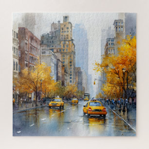 Watercolour Autumn in New York Jigsaw Puzzle