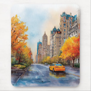 Watercolour Autumn in New York Mouse Mat