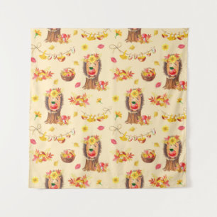 Watercolour Autumn seamless pattern. Cute watercol Tapestry