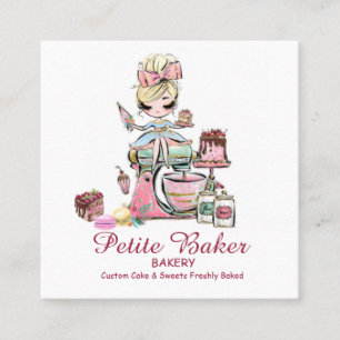 Watercolour Bakery Mixer Pastry Sweets cakes Squa Square Business Card