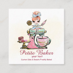 Watercolour Bakery Mixer Pastry Sweets Cakes Squar Square Business Card