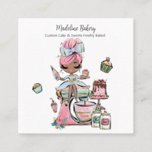 Watercolour Bakery Mixer Pastry Sweets Cakes  Square Business Card