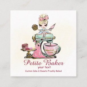 Watercolour Bakery Mixer Pastry Sweets Cakes Square Business Card