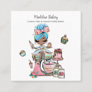 Watercolour Bakery Mixer Pastry Sweets Cakes Square Business Card