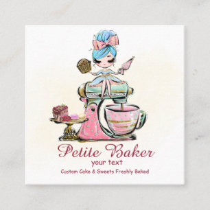 Watercolour Bakery Mixer Pastry Sweets cakes Square Business Card