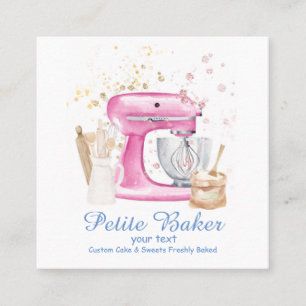 Watercolour Bakery Mixer Pastry Sweets Cakes Square Business Card