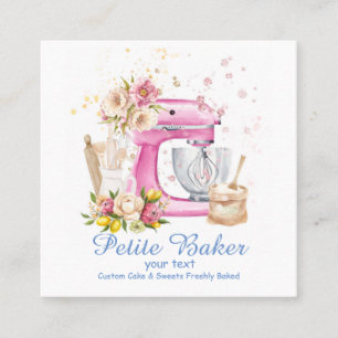 Watercolour Bakery Mixer Pastry Sweets Cakes Square Business Card