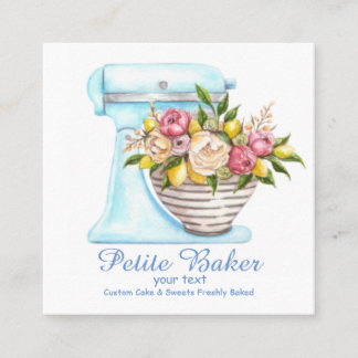 Watercolour Bakery Mixer Pastry Sweets Cakes Square Business Card