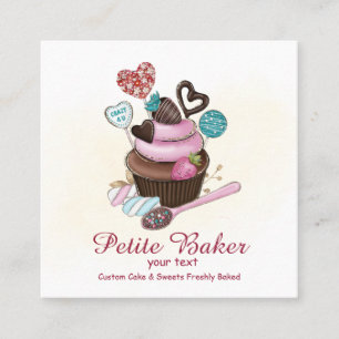 Watercolour Bakery Mixer Pastry Sweets Square Business Card