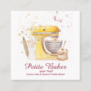 Watercolour Bakery Mixer Pastry Sweets Square Business Card