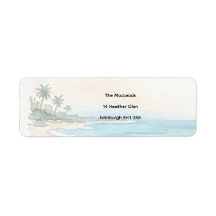 Watercolour Beach Return Address Label