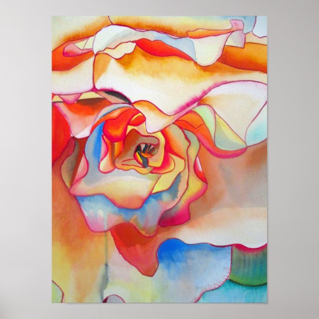 Watercolour begonia abstract original fine art poster (Front)