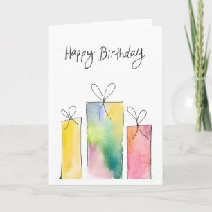 Watercolour Birthday Presents Card