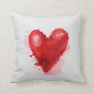 Watercolour blood red valentine heart gothic art cushion