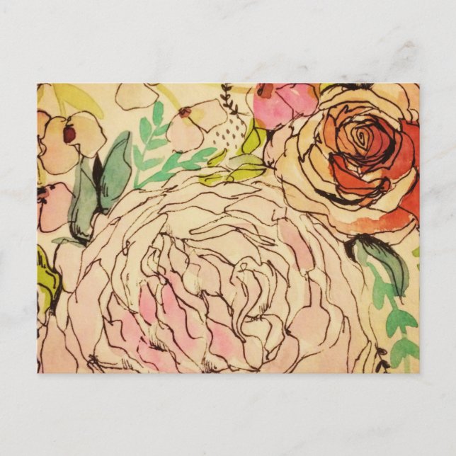 Watercolour bloom 1 postcard (Front)