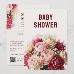Watercolour Blooms Elegant Peony Baby Shower Invitation