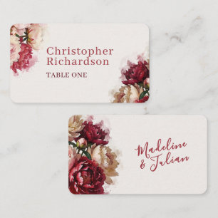 Watercolour Blooms   Romantic Peony Wedding Place Card