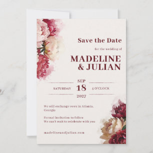 Watercolour Blooms   Romantic Peony Wedding Save The Date