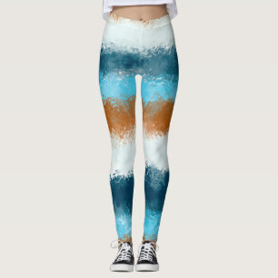 Watercolour Blue and Brown Lines Leggings