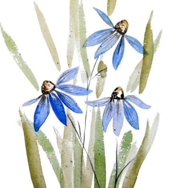 Watercolour Blue Daisies Greeting Card (Creator Uploaded)