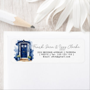 watercolour blue front door elegant wedding